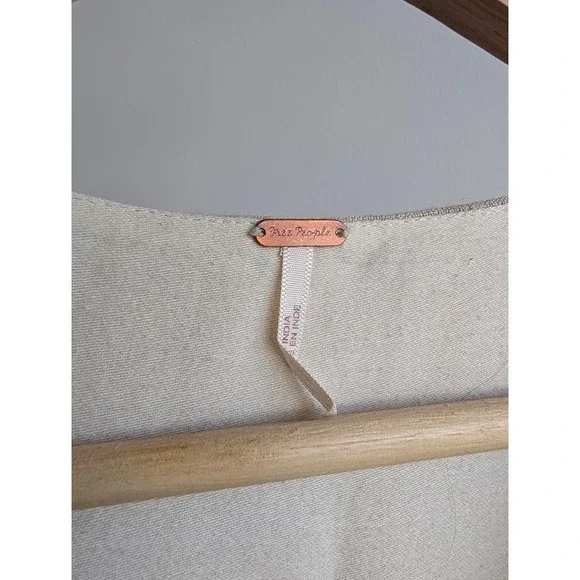 Free People 100% Linen Set 0 Shorts Vest Beige V Neck boho Malia - Picture 3 of 10